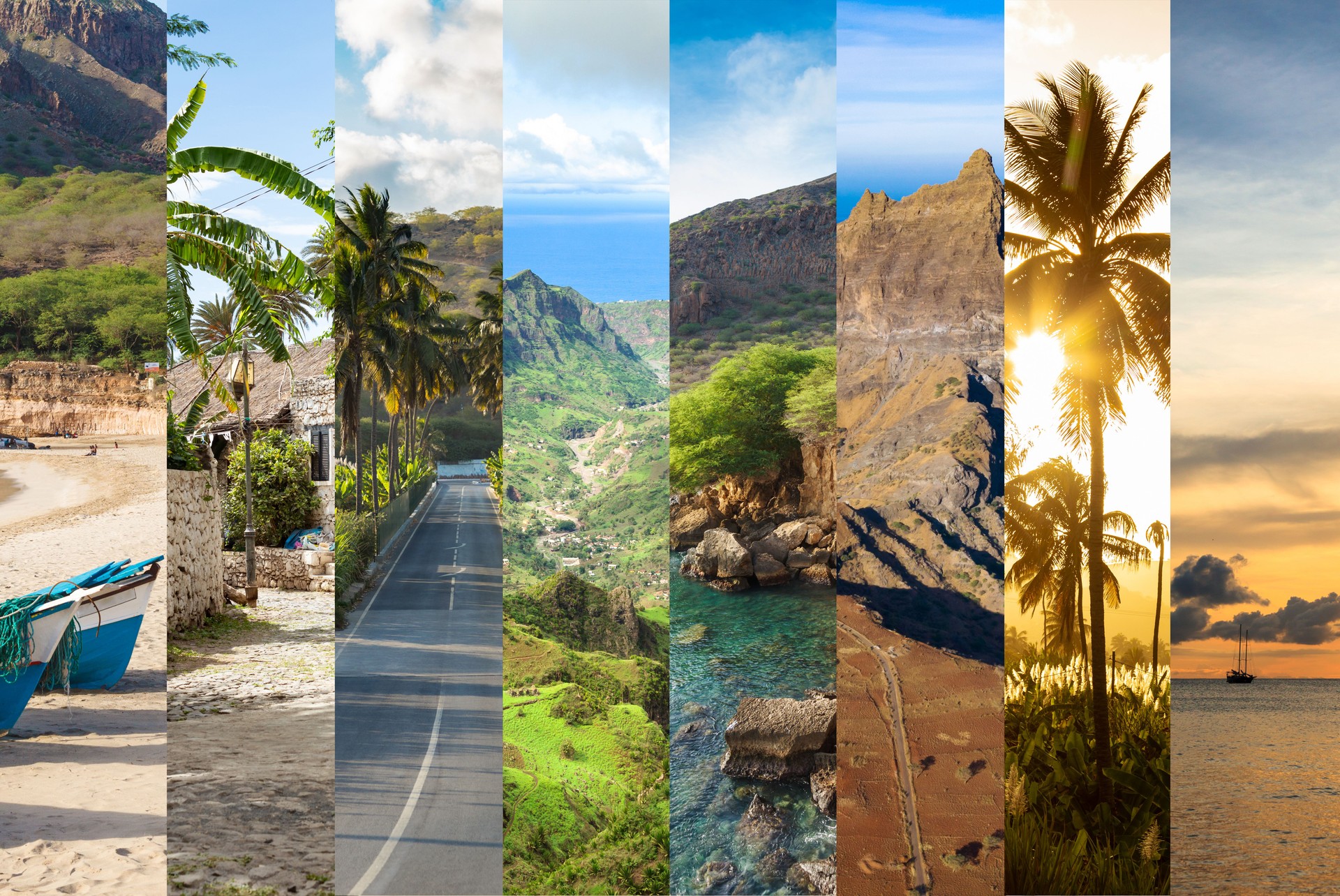 Cape Verde landscape photo collage montage , Santiago, Sal, Boavista, Sao vicente